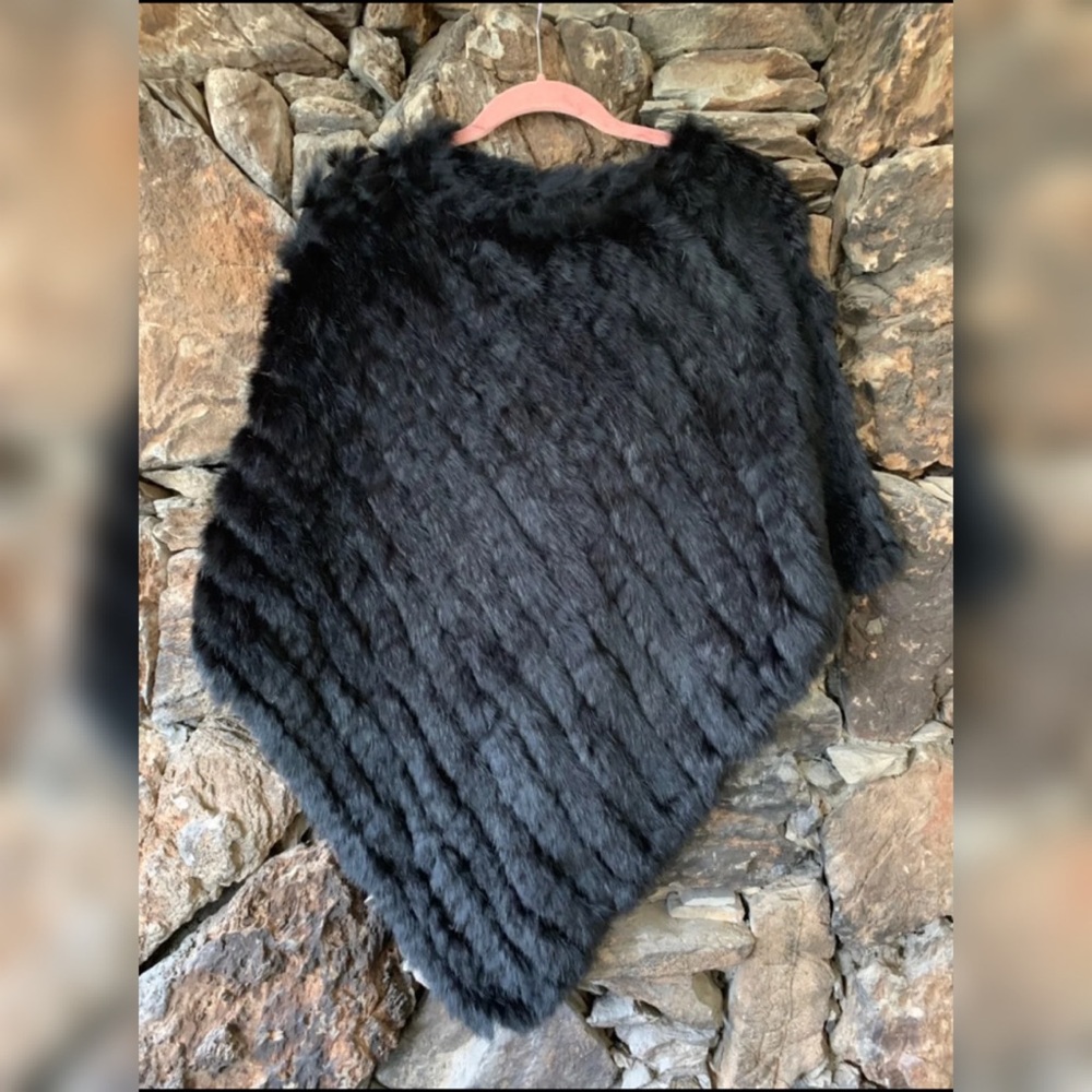 Fashion poncho real fur